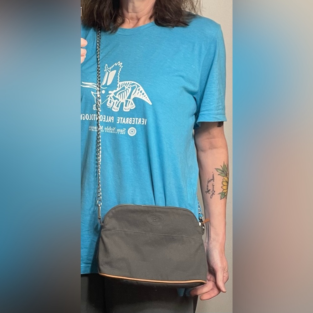 Hermes Authentic Vintage Blue-Grey Crossbody Bag